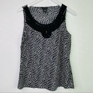 SPENSE Black White Geo Print Sleeveless Top Size Large